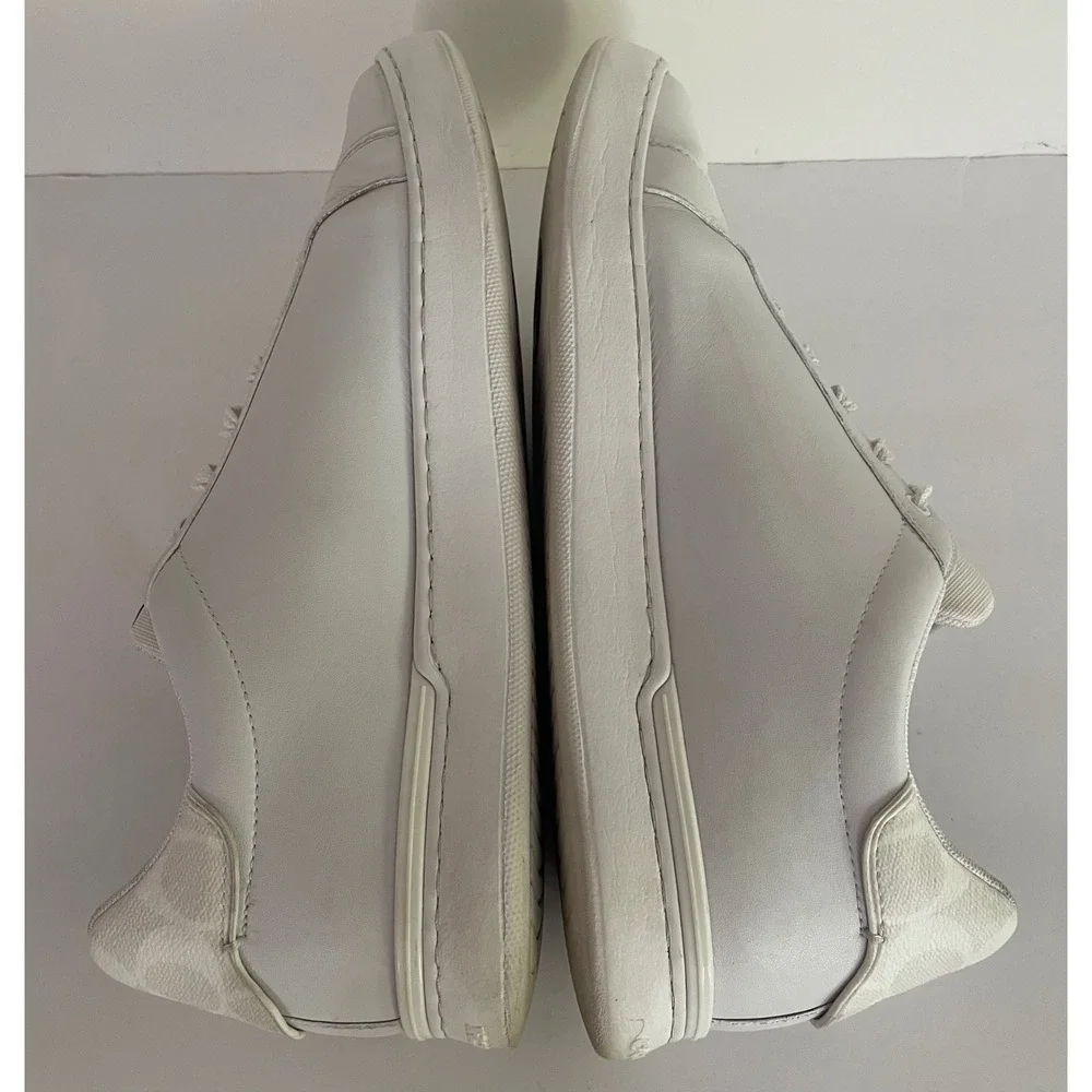 Coach Mens Clip Low Top White Leather Sneakers Quiet Luxury Vacation Preppy 13D